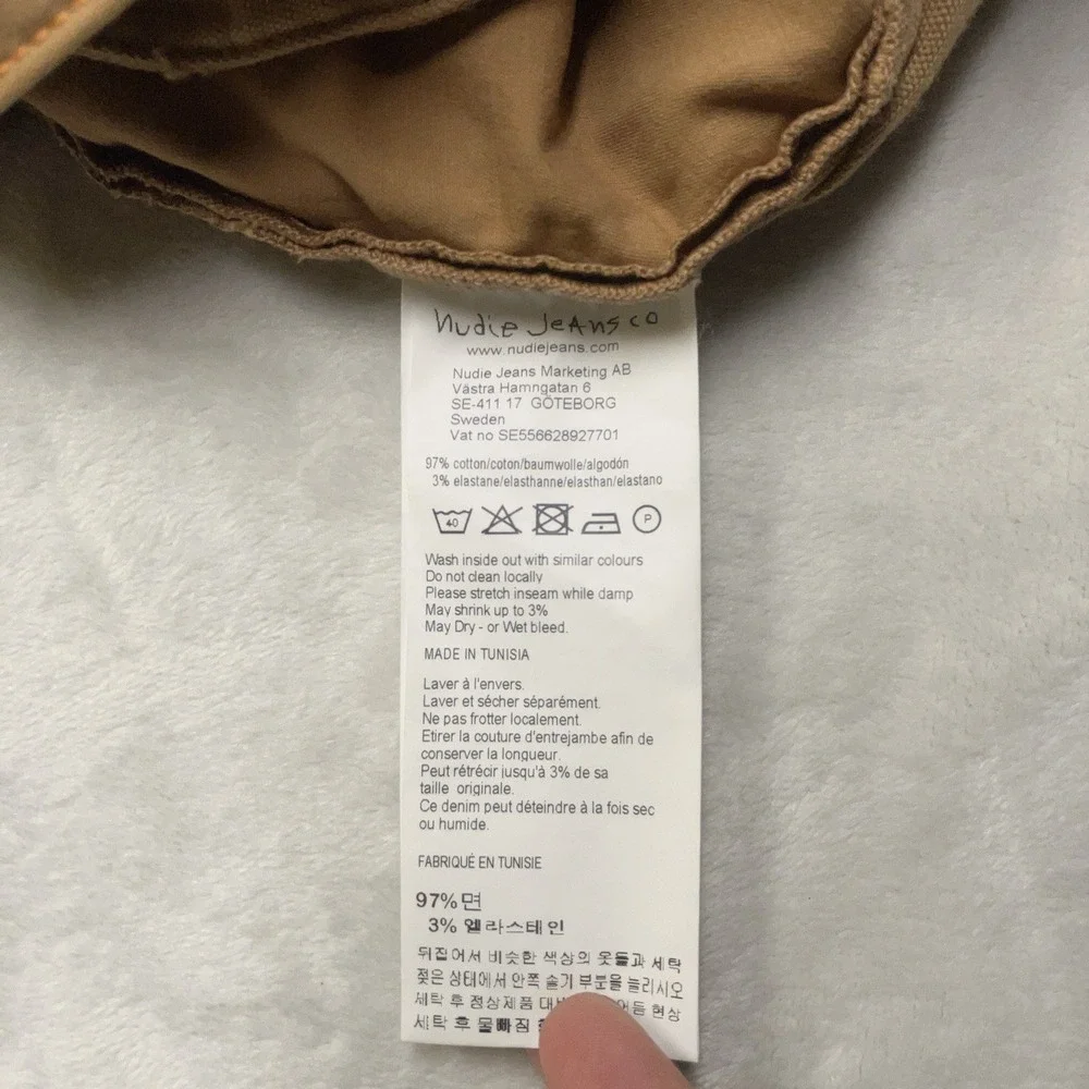 Nudie Jeans Co Luke Chino Shorts Mens 30 Fit 32 Camel Brown Camp Cotton 1010817